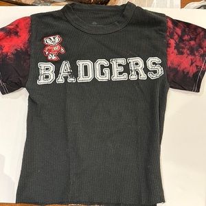 Wisconsin Badgers women’s custom thermal t-shirt medium, with badger appliqué